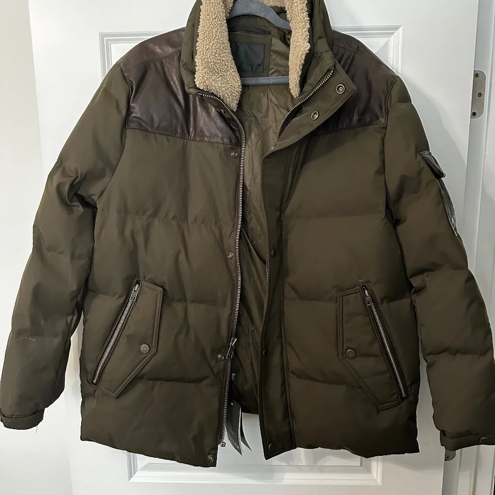 NWT Andrew Marc Ainsworth Leather Trimmed Puffer Jacket - Picture 4 of 13